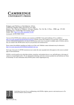 Religion and Politics in Sub-Saharan Africa