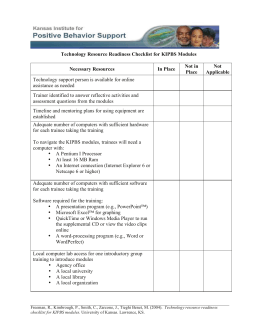 Technology Resource Readiness Checklist for KIPBS Modules