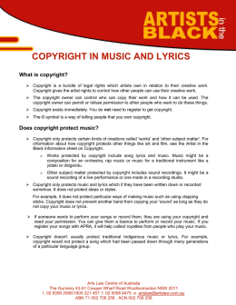 copyright in music and lyrics - Arts Law Centre of Australia