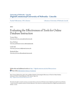 Evaluating the Effectiveness of Tools for Online Database Instruction