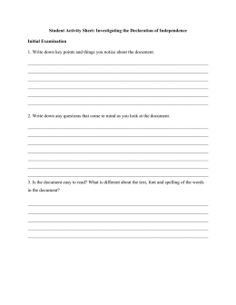 Student Activity Sheet: Investigating the Declaration of