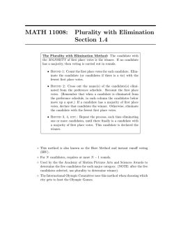 Plurality with Elimination Method