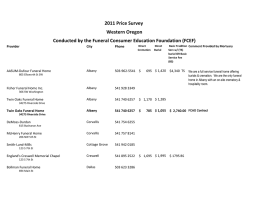 2011 Price Survey Western Oregon Conducted by the Funeral