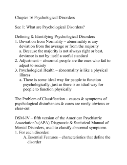 Chapter 16 Psychological Disorders Sec 1