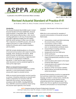 Revised Actuarial Standard of Practice # 41
