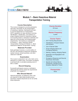 Module 1 – Basic Hazardous Material