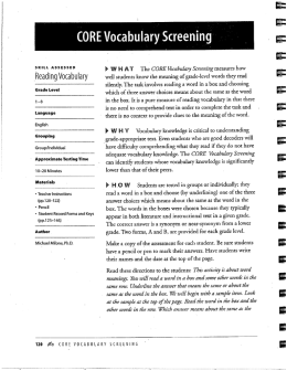 CORE Vocabulary Screening