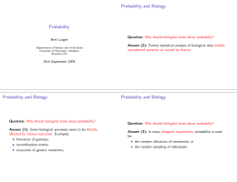 Probability and Biology Probability