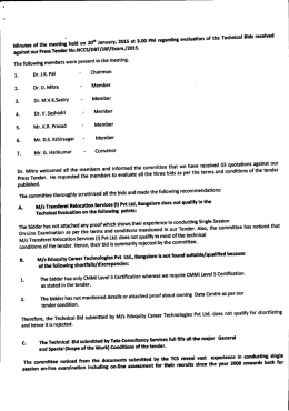 Minutes of Technical Bid Shortlisting for BET-2015