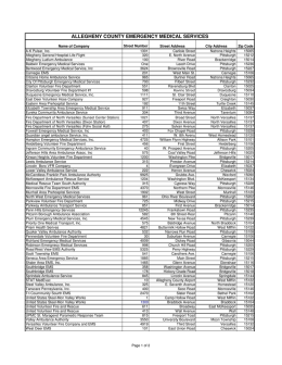 EMS Providers - Allegheny Places