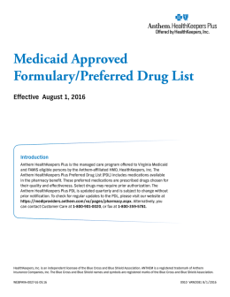 Medicaid Approved Formulary/Preferred Drug List