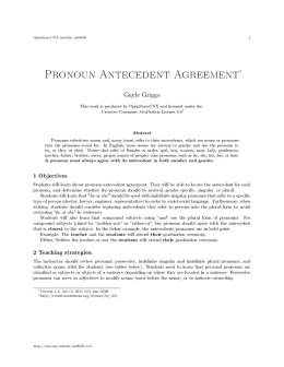 Pronoun Antecedent Agreement