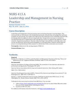 NURS 413 A Leadership and Management in Nursing Practice