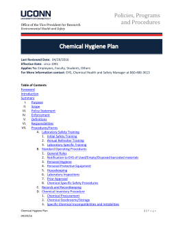 Chemical Hygiene Plan - Environmental Health and Safety