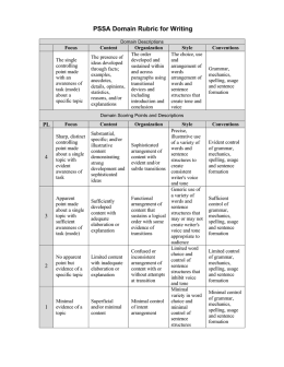 PSSA Domain Rubric for Writing