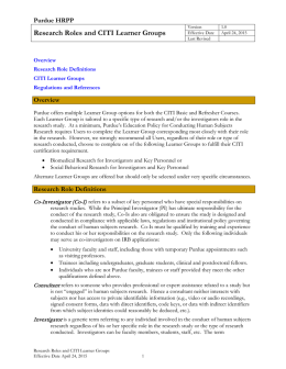 Research Roles and CITI Learner Groups