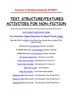 TEXT STRUCTURE/FEATURES ACTIVITIES FOR NON
