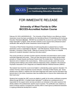 University of West Florida to Offer IBCCES