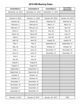 2016 IRB Meeting Dates
