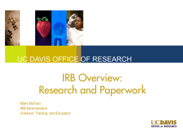 IRB Overview: Research and Paperwork