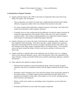 Nuggets of Knowledge for Chapter 1 – Atoms and Molecules Chem