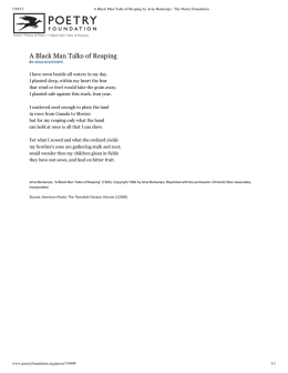 A Black Man Talks of Reaping