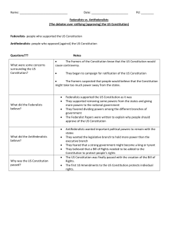 Federalists vs. Antifederalists