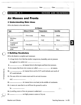 Air Masses and Front and Isobars worksheets