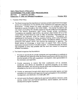 Idaho State Board of Education Policies on Foundations