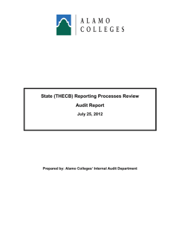State THECB Reporting Processes Review - Oct