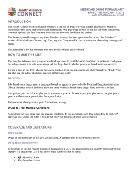 Medicaid Formulary - Health Alliance Medicaid