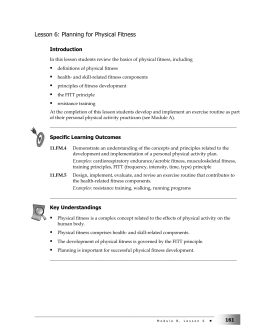 Lesson 6: Planning for Physical Fitness