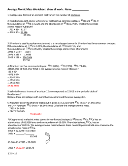 Average Atomic Mass Worksheet: show all work. Name