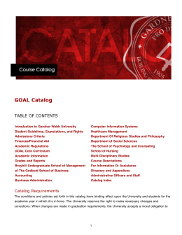 2012-2013 GOAL Program Catalog - Gardner