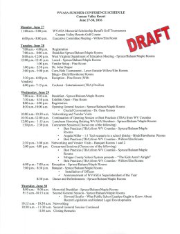 Page 1 WVASA SUMMER CONFERENCE SCHEDULE Canaan