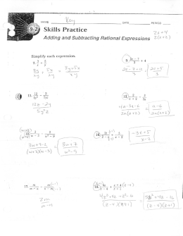 Skills Practice 2` M/ Adding and Subtracting Rational Expressions 36
