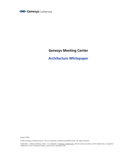 Genesys Meeting Center Architecture Whitepaper