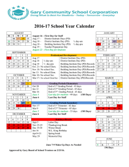 2016-17 School Year Calendar