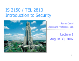 IS 2150 / TEL 2810 Introduction to Security