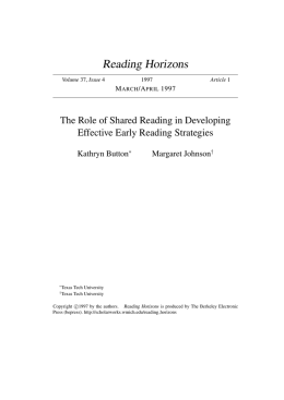 The Role of Shared Reading in Developing Effective Early Reading