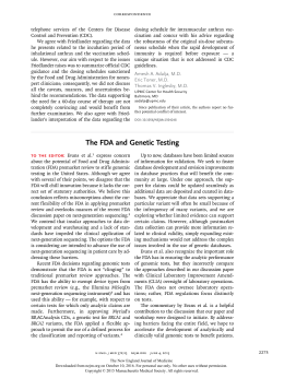 The FDA and Genetic Testing - New England Journal of Medicine