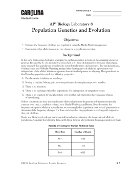 AP Biology Laboratory 8 Population Genetics and Evolution