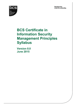 BCS Certificate in Information Security Management