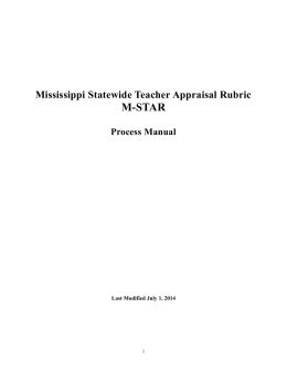 Mississippi Statewide Teacher Appraisal Rubric M-STAR