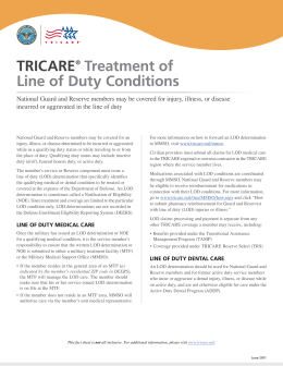 TRICARE Treatment of Line of Duty Conditions