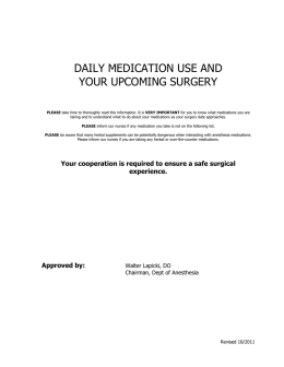 DAILY MEDICATION USE AND YOUR UPCOMING SURGERY