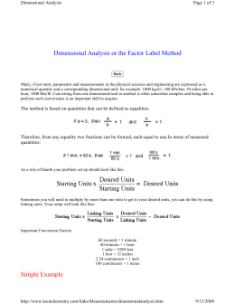 Dimensional Analysis or the Factor Label Method