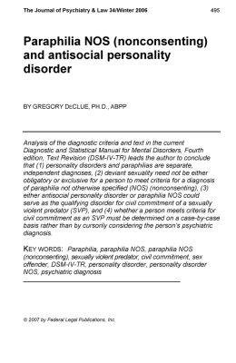 Paraphilia NOS (nonconsenting) and Antisocial