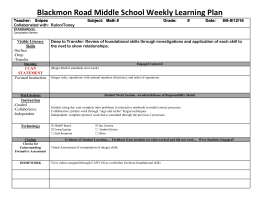 Blackmon Road Middle School Weekly Learning Plan