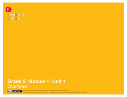 Grade 5: Module 1: Unit 1 Overview